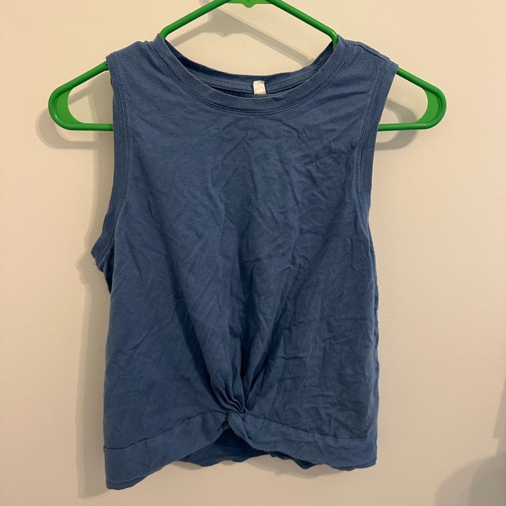 Blue Twist-Front Sleeveless Tank Top